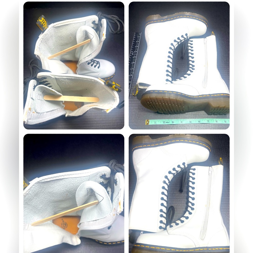 NWOB VTG Dr Martens 14 hole Tall White Boots UK 3=US 5-6 Lace up/Zip PRICE FIRM - Picture 16 of 16